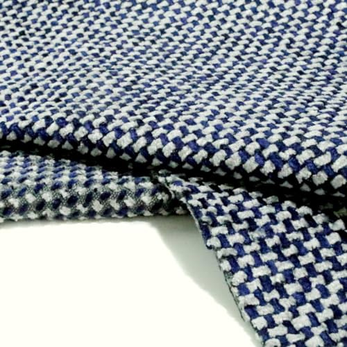 TOLKO edle Polsterstoff Meterware | weicher Bezugsstoff 2mm dick reißfest für Stuhl Sessel Sofa Bank Hocker Sitzauflage zum Polstern Beziehen Stoffe zum Nähen (Silber Blau)