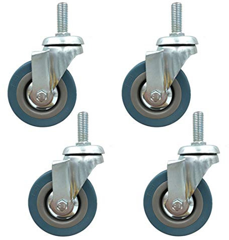 Gummierte Trolley-Räder Lenkrollen 3 75 Mm Hochleistungsmöbel-Schwenkräder Bewegliche Räder Gummi-Trolleyor, Gewindeschafthöhe 30 Mm, Ersatzdrehgelenk, Tragfähigkeit 90 Kg, 4 Stück (Universal M10).