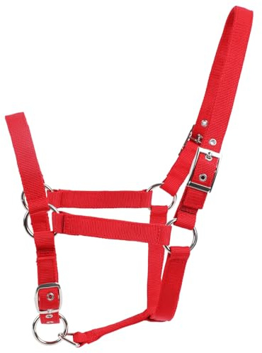 BIGANTTOW Verstellbares Pferdehalfter aus Seil, Reithalfter mit Satin-Hardware, verhindert Reibungen, verstellbare Passform, Rot, Größe L