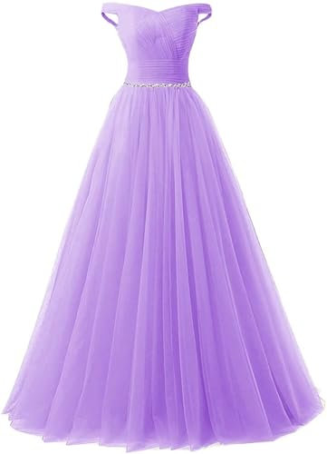 Zorayi Damen Elegante Lang Tüll Formellen Abendkleid Ballkleid Abschlussballkleider Flieder Größe 50