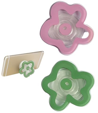 Cell Phone Ring Holder,2Pcs Flower Finger Ring Grip Stand,Phone Socket with a Swappable Top Compatible with All Smartphones(Pinks+Green)