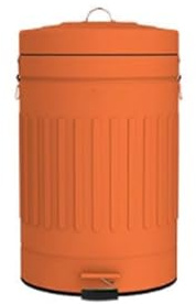 Poubelle Corbeille à papier ronde à pédale avec couvercle, corbeille à papier de cuisine en acier inoxydable, corbeille à papier for la maison, la cuisine, le bureau Corbeille à papier(Orange)