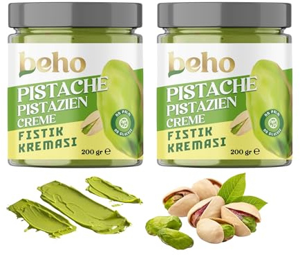 Crème de Pistache Naturelle à partir de Pistaches Premium | 200 g | Pour la Chocolat de Dubaï Virale et Tous les Plats | Pâte de Pistache | Sans Huile de Palme et Glucose (Lot de 2)