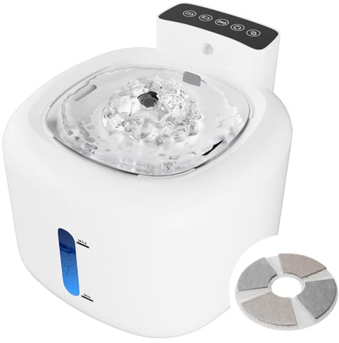 Recargable Fuente para Gatos, Pawinner Súper Silenciosa Fuente Gatos Agua con Sensor de Movimiento, 304 Inoxidable Bandeja, Bebedero Automático a Prueba de Salpicaduras