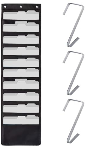Archivador Colgante Pared Carpetas Con 10 Bolsillos, Carpeta Desplegable Colgada Con 3 Ganchos, Para OrganizacióN Del Hogar, GráFico De Bolsillo De La Escuela Oficina, Plegable, Lavable, Negro