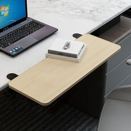 Keyboard Extender for Desk, Clamp-On Table Mount Armrest Shelf, Ergonomic 90° Foldable Tray, Punch-Free Design, Relieve Fatigue for Office Use
