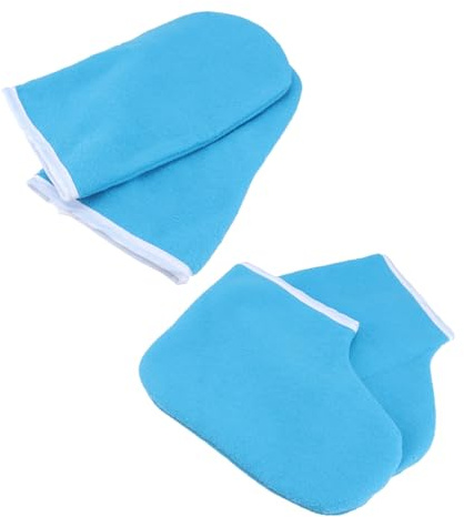 EXQUIMEUBLE Guantes y Calcetines de Parafina para Terapia de Cera Tamaño Único Retención de Calor Hidratación para Cuidado de Pies y Manos en Spa y Uso Doméstico Azul Oscuro