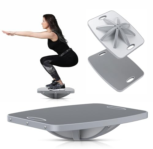 Professional Wooden Balance Board, 360 Degree Portable Wobble Board with Comfortable Surface, Standing Desk Rocker Board for Physical Therapy, Core Strength Stability Training (Advanced 360° Rotation-Modern Gray)