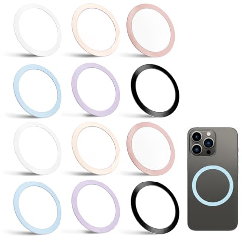 HABNI 12 Pcs Anello Magnetico Cellulare Anelli In Metallo Con Adesivi Autoadesivi Magnetici Per Cellulare Compatibili Con Caricabatterie Magnetico Anello In Metallo Per Auto Supporto Magnetico