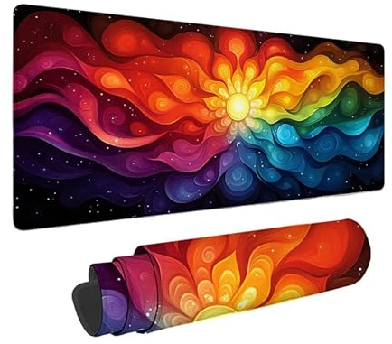 Color Mouse Pad Large 120x60cm, Mandala Mouse Mat Waterproof Desk Mat with 3MM Stitched Edges, Non-Slip Rubber Base Mousepad Computer Accessories for Gaming, Office, Gifts for Women -zjn2509YK0QF383