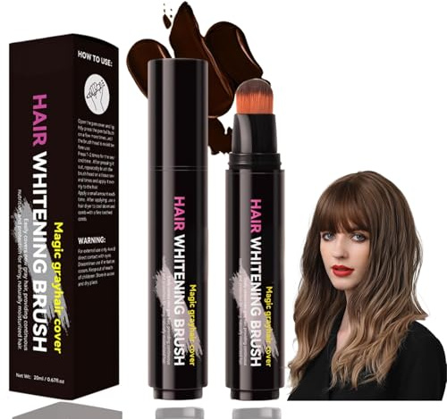 Coffee Root Touch Up Hair Dye Stick - Temporary Grey Coverage & Dark Root Concealer, Waterproof Sweatproof Beard Coloring Pen for Men Women, Travel-Friendly Semi Permanent Hairline Brush (Coffee)