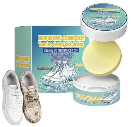 Pulitore Per Scarpe Da Ginnastica Bianche | 100g Rimuovitore Di Macchie,Crema Per Pulizia Sneaker Senza Acqua Con Spugna | per Cura Tela Pelle Pulizia Quotidiana Manutenzione Calzature