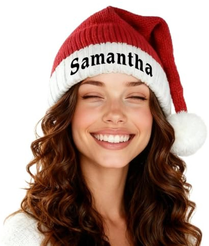 Lousrion Personalisierte Weihnachtsmütze mit Namen für Erwachsene, perfektes Weihnachts- und Neujahrsgeschenk für Mutter, Papa