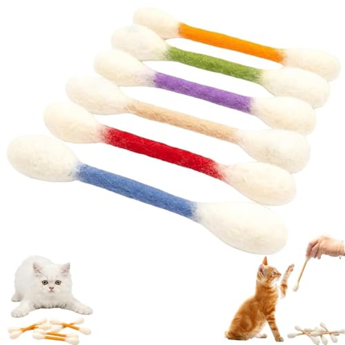 Q Tip Katzenspielzeug, Wattestäbchen Katzen Spielzeug mit Katzenminze, 6ST Tupfer Kauspielzeug Katzen, langlebige Kauseile für große Kätzchen, Zahnungstraining Kauseilstäbe Kitten Nip Zahnpflege (B)