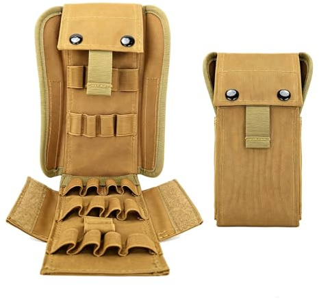 Portacartucce da 25 Colpi per Fucile a Canna Liscia, Ricaricatore MOLLE per Cartucce, Tasca Ad Accesso Rapido per Calibro 12/20(Brown)