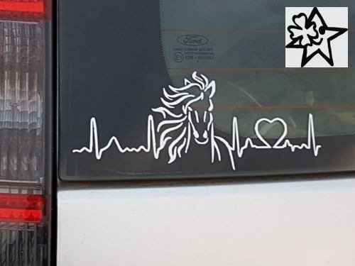 Herzschlag Aufkleber Horse Pferde 20cm Sticker Herz Fan Hobby Leidenschaft Liebe für Auto Autoaufkleber