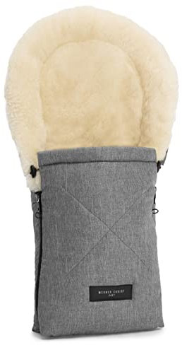 WERNER CHRIST BABY, Lammfell-Fußsack OSLO für Babywanne – Winterfußsack aus medizinischem Fell (ab 0 bis 6 Monate) für Tragetasche, Babyschale, Kinderwagen, in Grigio (grau-meliert)