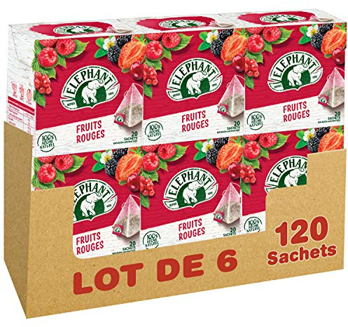 Elephant Infusione di frutta rossa, aroma naturale al 100%, 120 bustine (6 x 20 bustine)