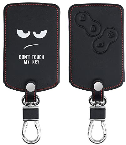 kwmobile Accessoire Clé de Voiture Compatible avec Renault 4-Bouton (Keyless Go uniquement) - Coque de Protection en Simili Cuir - Don't touch my Key blanc-noir