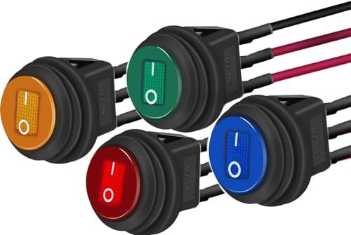 RUNCCI-YUN 12VDC 20A rotonda Rocker interruttore, interruttore a levetta led 12v,Latching Interruttore a pulsante,interruttore SPST 12v, per Auto Barca Camion Elettrodomestici