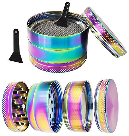 INHEMING Herb Grinder,Zinc Alloy Rainbow Grinder for Dry Herb and Tobacco,4 Part-1.9 x 1.4 Inch