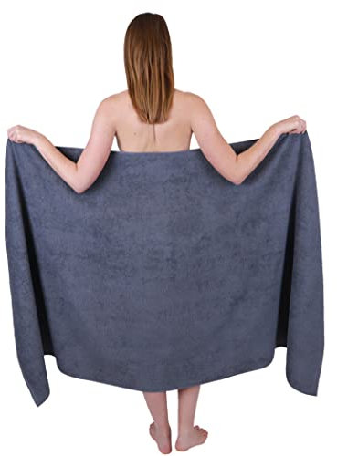 Betz Badetuch XXL 100x200 cm – 1 Stück – Saunatuch & Strandtuch aus 100% Baumwolle, 360 g/m² – saugstark & weich – großes Handtuch mit Aufhänger – Serie Berlin – Farbe Dunkelgrau
