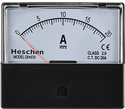 Heschen Medidor de amperímetro de corriente montado en panel rectángulo, DH-670, DC 0-20A, estilo 670, clase 2.0