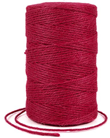 Uiopa Spago Juta Colorato 2mm x 200m Corda Canapa, Spago per Orto Naturale, Filo Juta, Corda Iuta per Decorazioni, Giardinaggio, Mestiere Fai da Te, Confezioni Regalo (Rosso)