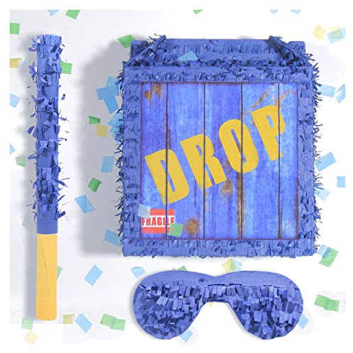 Tuoyi Drop Box Piñatas Boombox, Hand Made Mexico Fiesta Piñatas Boom Box for Birthday Parties, Carnival and Related Events, With Piñatas Stick and Blindfold (DROP BOX)