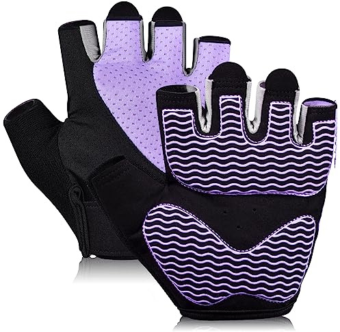 SUNNEX Guanti da palestra da donna per allenamento senza dita per sollevamento pesi leggeri traspiranti guanti fitness allenamento sportivo sollevamento pesi ciclismo arrampicata canottaggio viola