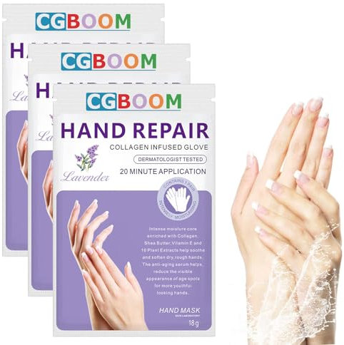 3 Pairs Hand Mask Hand Moisturizing Gloves Mask for Dry,Cracked Hands,Whitening and Anti-aging,Repair Rough Skin (Lavender)