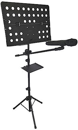 Buhelyc Ausziehbarer NotenstäNder, Musik StäNder Falten mit Tablett, Robust, Tragbar, mit Notenklammerhalter & Tragetasche, Schwerlast, Einziehbar, für Computerbuch-Musiknoten