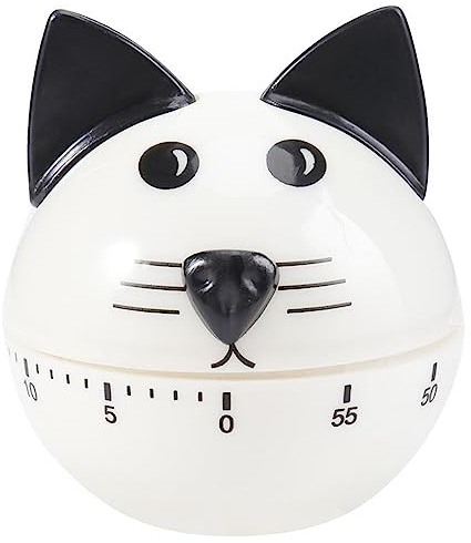 Ranvi Cute Animal Shapes Kitchen Timer, 60-Minute Mechanical, No Battery Needed,cat