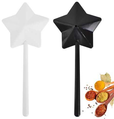 Tibapla 2pcs Salière et Poivrière Étoile,Salière et Poivrière Baguette Magique,Baguette Magique la Cuisine,Distributeur de Sel et Poivre,Salière et Poivrière Plastique,Cuisine (Noir+Blanc) 301-23614