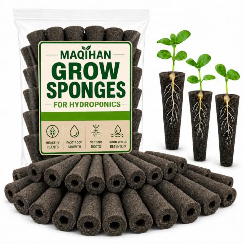 MAQIHAN 50 Grow Sponges for Hydroponics - Seed Pods for Garden Seed Starter Pods Growing System Plant for Seed Plugs Garden Cube Sponges Replacement