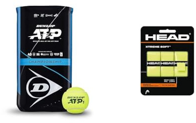 Dunlop Tennisball ATP Championship – für Sand, Hartplatz & Rasen (2x4 Bi-Pack) & Head Unisex-Erwachsene Xtremesoft Griffband, gelb, Einheitsgröße, 3 Stück (1er Pack)