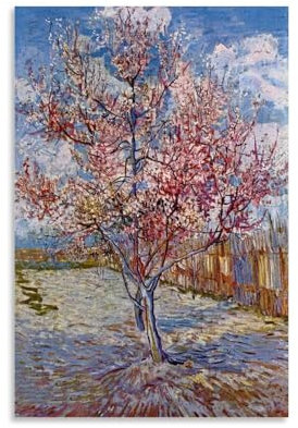 HBEOOP Vincent Van Gogh berühmte Farbe (Pfirsichbaum in Blüte), Poster, Kunstwerke, Leinwand, ästhetische Wandkunstdrucke, Heimdekoration, moderne Dekoration, 40 x 60 cm