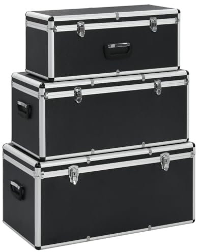 XGWKCNV Hardware-Zubehör-Aufbewahrungskoffer, 3 Stück, schwarz, Aluminium, Werkzeugaufbewahrung und Organisation