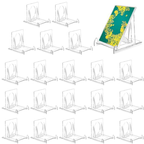 YFPOPONE Akrylstativ 20 stycken plasttallriksstativ stativ 6,5 x 5,5 cm plast dekoration stativ transparent justerbar dekorativ tallrikshållare för elektronisk produktfotodisplay