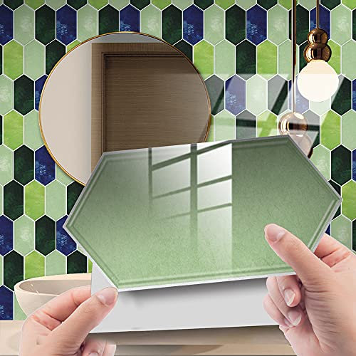 Fliesenaufkleber Grün Selbstklebende Klebefliesen, Wandfliesen Aufkleber,Wasserdicht Fliesensticker Fur Kuche Badezimmer Dekorative Stickerfliesen,Wohnzimmer Dekoration