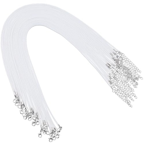 SOFPLATE 50 pz 45.7cm /18 Pollici Cordini per Collana Cerati Corda Cerata Collana Cordino con Fermagli e Prolunga Catena Similpelle Bianco Accessori per La Creazione di Gioielli Collane Bracciali Fai