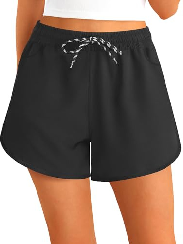 APTRO Pantaloncini Costume da Bagno Nuoto Donna Protezione UV Sportivi da Spiaggia Pantaloni ad Asciugatura Rapida con Tasca Nero Puro WK092 M