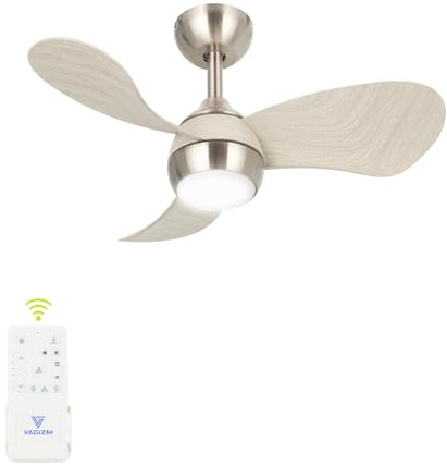 FANSHAIN Ventilateur Plafond avec Lumiere pour Chambre:76CM Ventilateur Plafond Silencieux - 6 Vitesses Télécommande et LED Dimmable - Convient pour l'hiver et l'été - Gris 3 pales - 220 à 240V