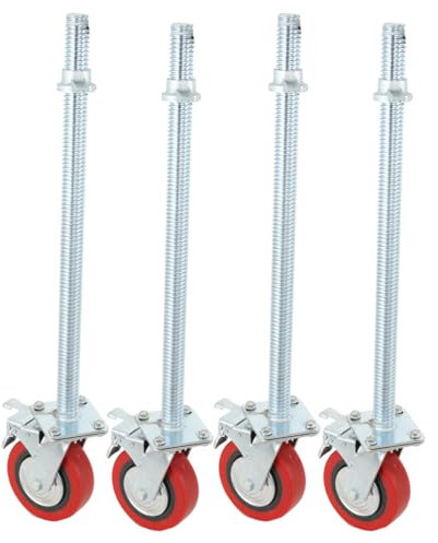 ECUTEE 190mm Ruota Girevole per Ponteggi con Freno, Set di 4 Rotelle per Ponteggi di Alta Qualità, Facile da Spostare e Silenzioso Ruote Girevoli, Capacità 750kg per Uso Industriale
