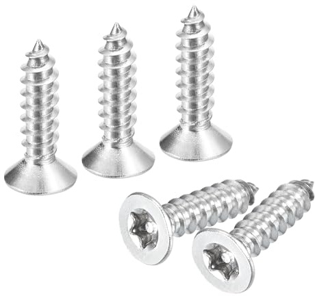 QUARKZMAN 60 Stück Senkkopf-Torx-Schrauben, M4 x 16mm Torx Holzschrauben 304 Edelstahl-Sicherheitsschrauben mit Bit T20, Selbstschneidend, Diebstahlsicher für Holz, Maschinenbau (Silber)