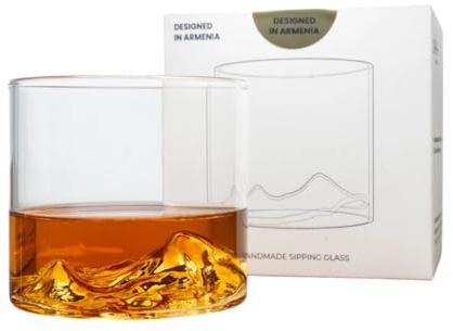 Gagat - exklusives Whisky Glas Berg Ararat - Tumblergläser - Geschenke für Männer für Whisky, Brandy, Cocktails, Gin, Bourbon, Rum - Trinkgläser Geschenkset - handgefertigte Prämiumqualität
