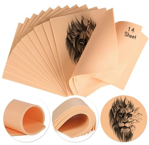 YEEBECA 14 Piezas Piel Sintetica Tatuaje 3 MM | Pieles Sinteticas Tatuaje Con Textura Realista Y FáCil De Pigmentar, Adecuado para Practicar Puntadas Detalladas