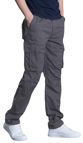 LBL Pantalon de Travail Multipoches pour Hommes Été Coton Léger Respirant Multi Poches Cordon Ajustable Cheville Urbain Randonnée