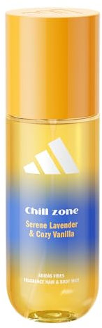 adidas Vibes Chill Zone Acqua profumata spray per corpo e capelli, da Donna, Mood Boosting, Note di Lavanda e Vaniglia, Per Ogni Occasione, 150 ml