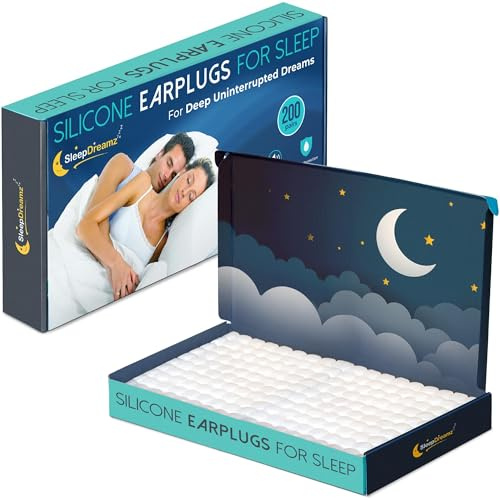 Tappi per le orecchie morbidi per dormire - 200 paia, silicone, bianchi | Tappi per le orecchie con riduzione del rumore, bloccano il russamento forte, adattamento perfetto, riutilizzabili